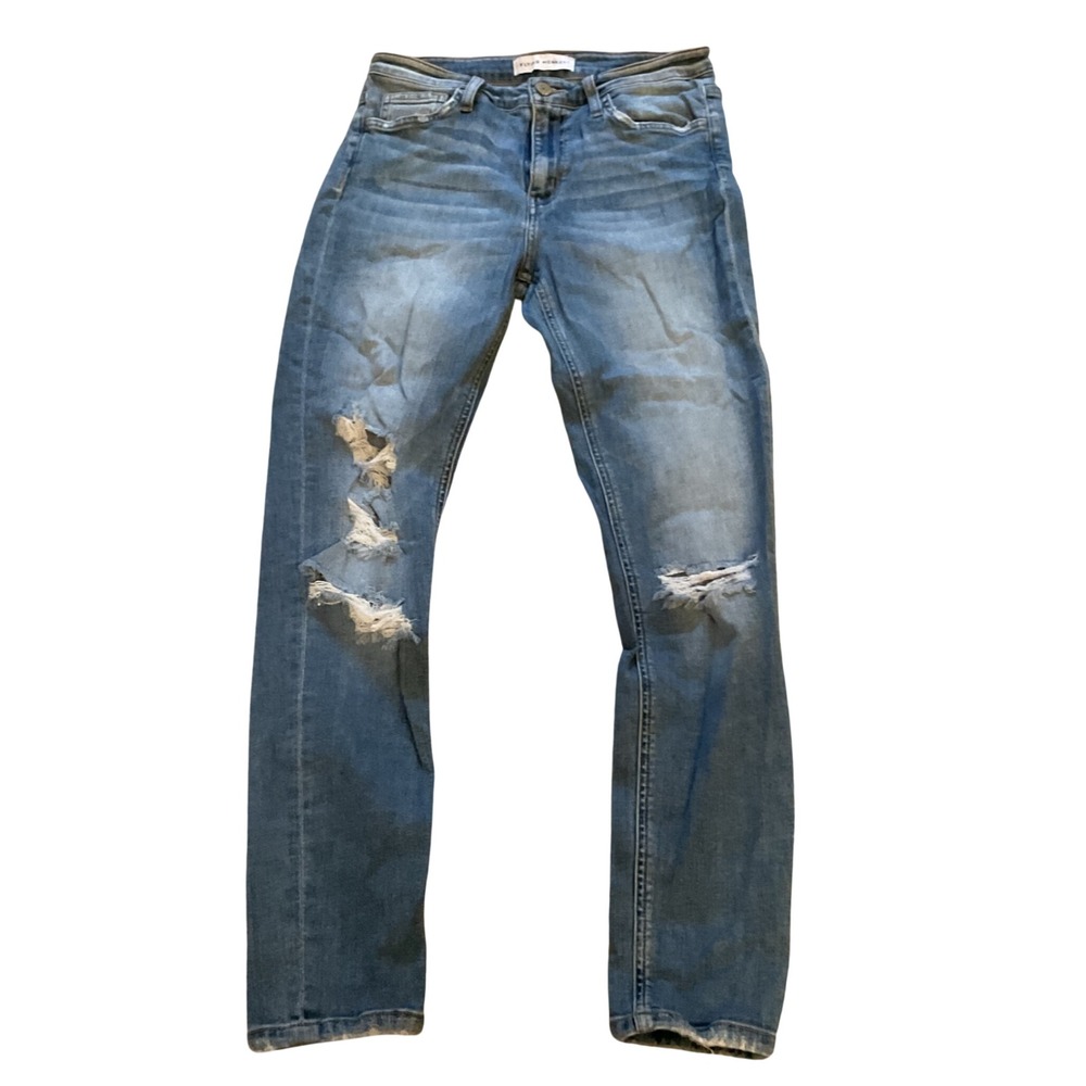 Flying Monkey Distressed Skinny Jeans Medium Wash Ripped Knee Size 28